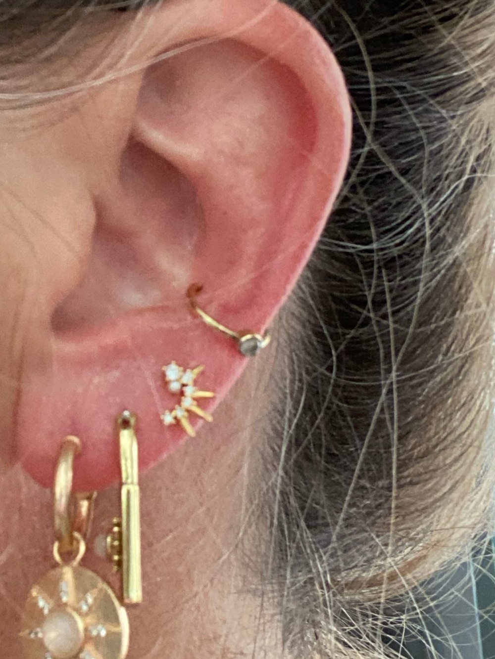 Gold Opal Ear Cuff No Piercing Single Earring